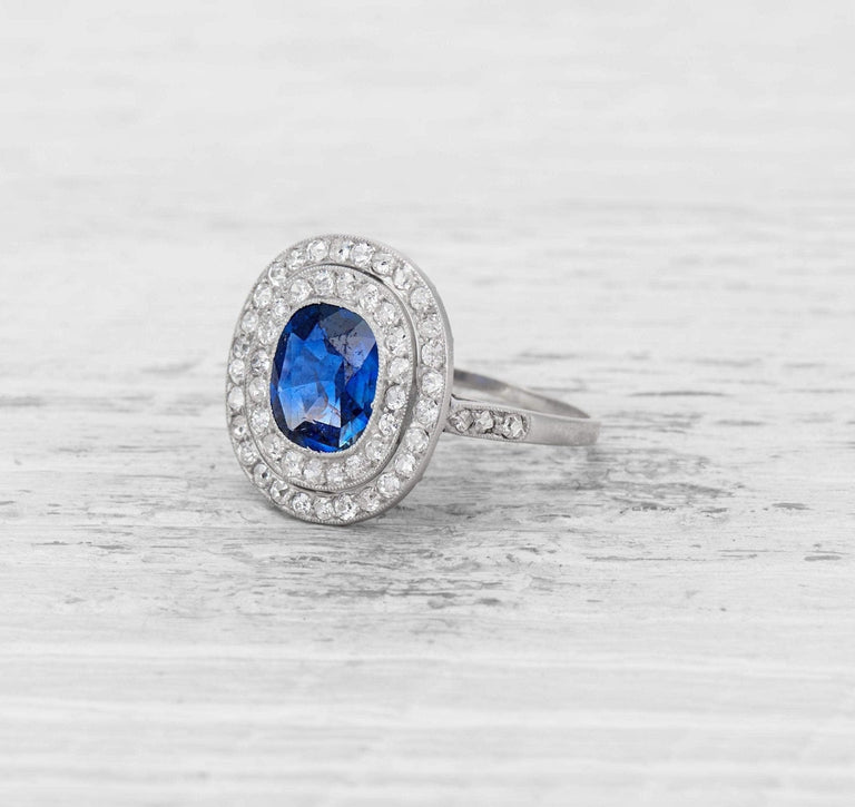 2.25 CARAT SAPPHIRE AND DIAMOND EDWARDIAN ENGAGEMENT RING