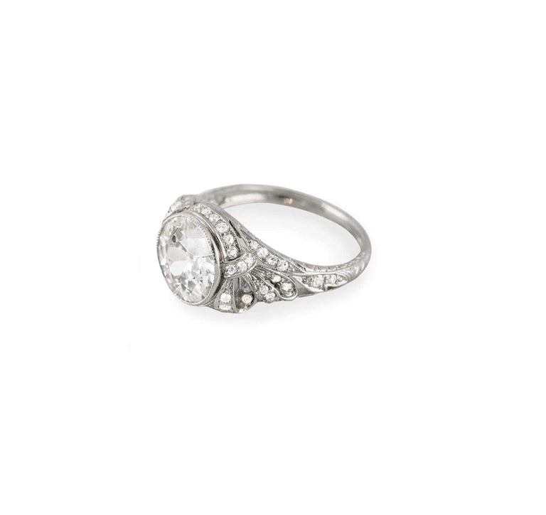 2.33 Carat Old European Cut Diamond Engagement Ring