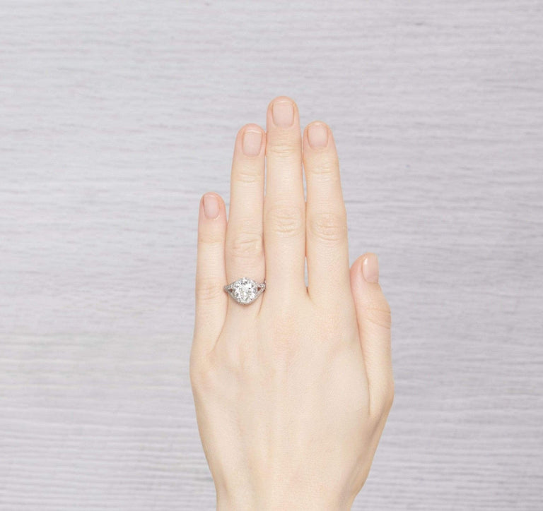 2.77 CARAT ART DECO DIAMOND ENGAGEMENT RING