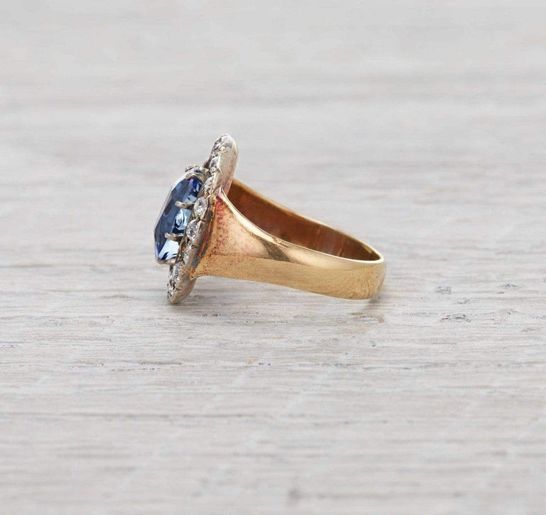 2.78 Carat Antique Victorian Sapphire & Diamond Engagement Ring