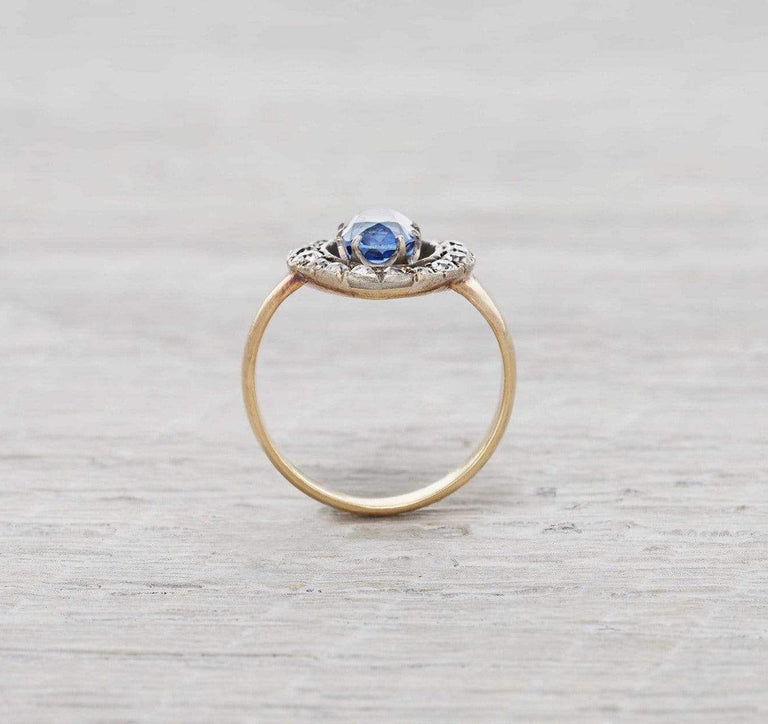 2.78 Carat Antique Victorian Sapphire & Diamond Engagement Ring