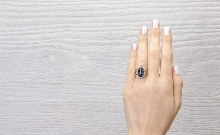 2.78 Carat Antique Victorian Sapphire & Diamond Engagement Ring