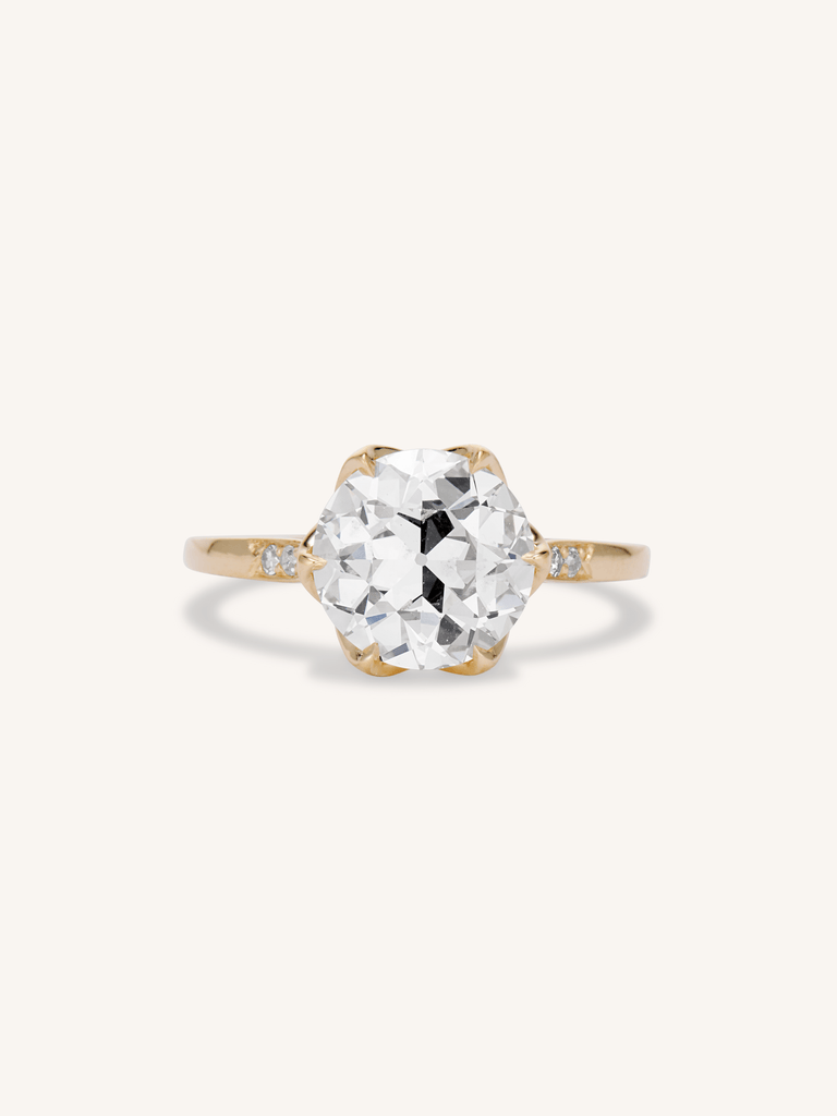 2.86 Ct Edwardian Inspired Old European Cut Diamond Vintage Inspired Gold Engagement Ring | Hydra 2.86