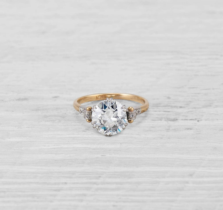 2.89 Carat Late Art Deco Diamond Engagement Ring
