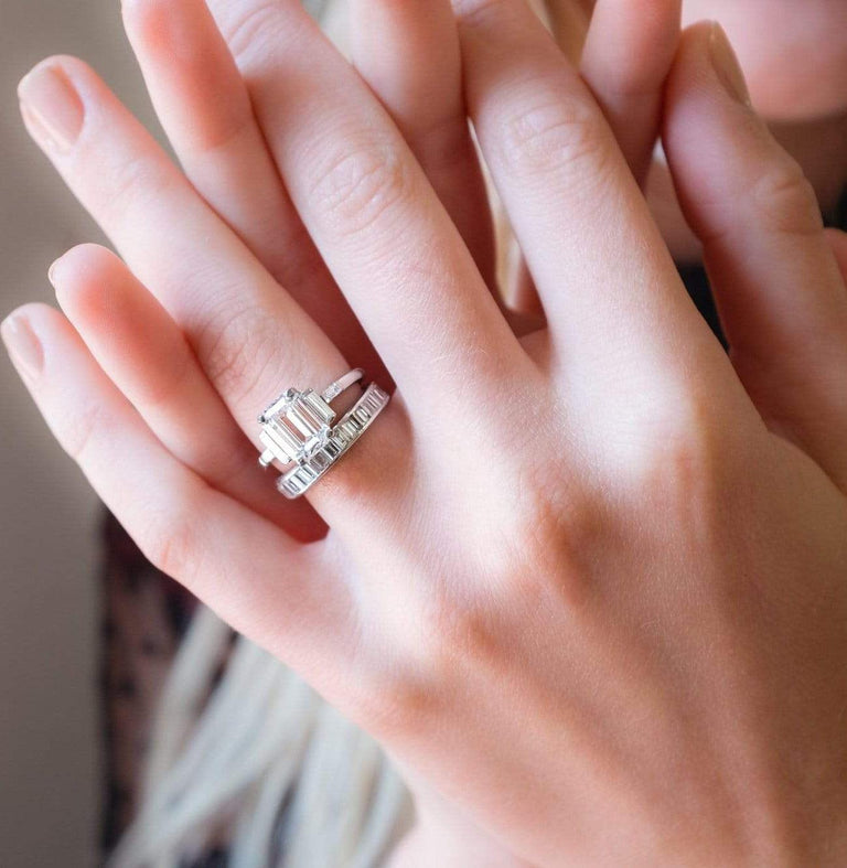 Carat Princess Cut Diamond Ring With Wedding Band Carat Carre Cut