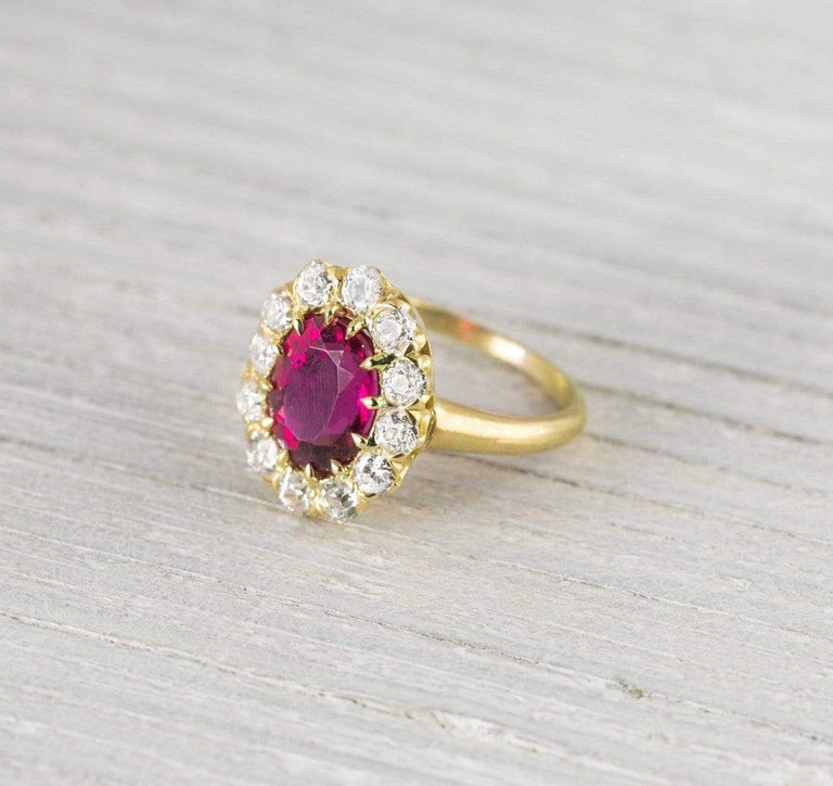 2 Carat Victorian Gold Ruballite and Diamond Engagement Ring