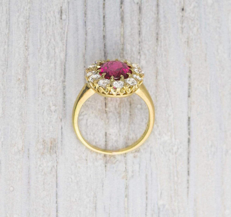 2 Carat Victorian Gold Ruballite and Diamond Engagement Ring