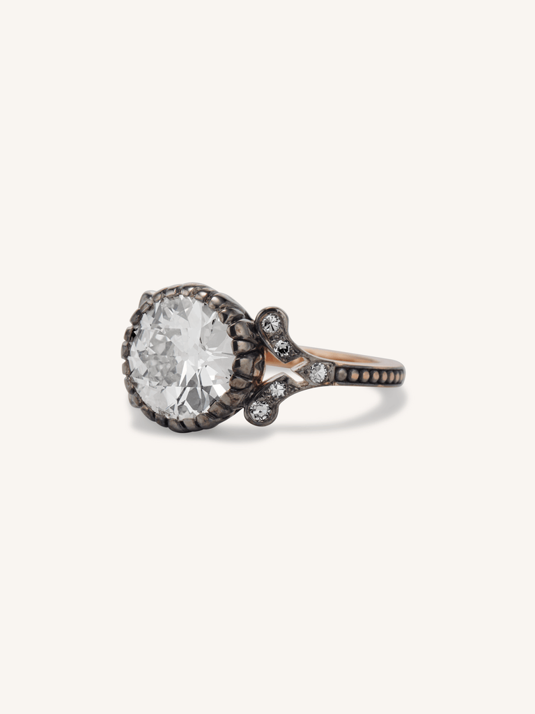 2.28ct Antique Old European Cut Diamond Engagement Ring | Black Rose 3/4