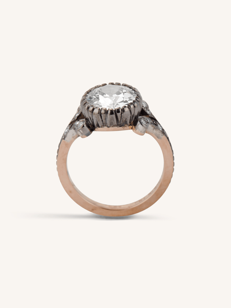 2.28ct Antique Old European Cut Diamond Engagement Ring | Black Rose Profile