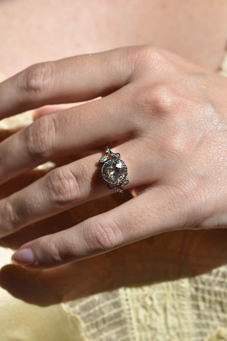 2.28ct Antique Old European Cut Diamond Engagement Ring | Black Rose on a  hand