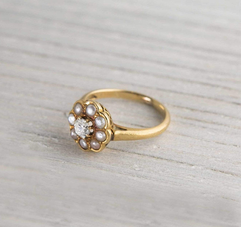 .20 Carat Antique Victorian Gold & Pearl Engagement Ring