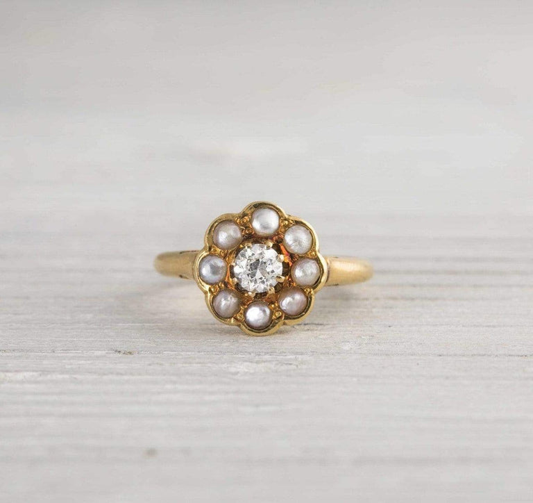 .20 Carat Antique Victorian Gold & Pearl Engagement Ring