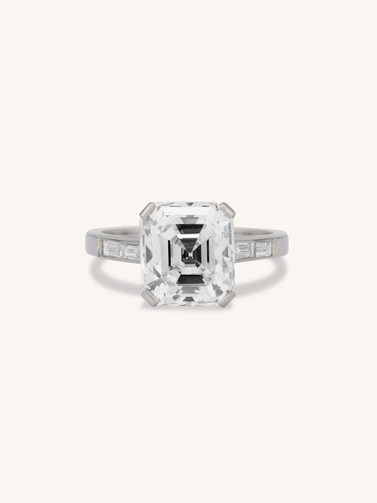 Impressive Art Deco 4.43 Carat Emerald Cut Diamond Engagement Ring