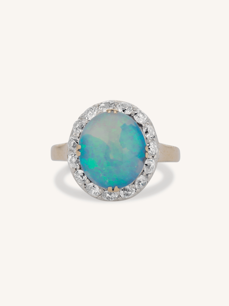 Edwardian Opal and Diamond Antique Cluster Ring