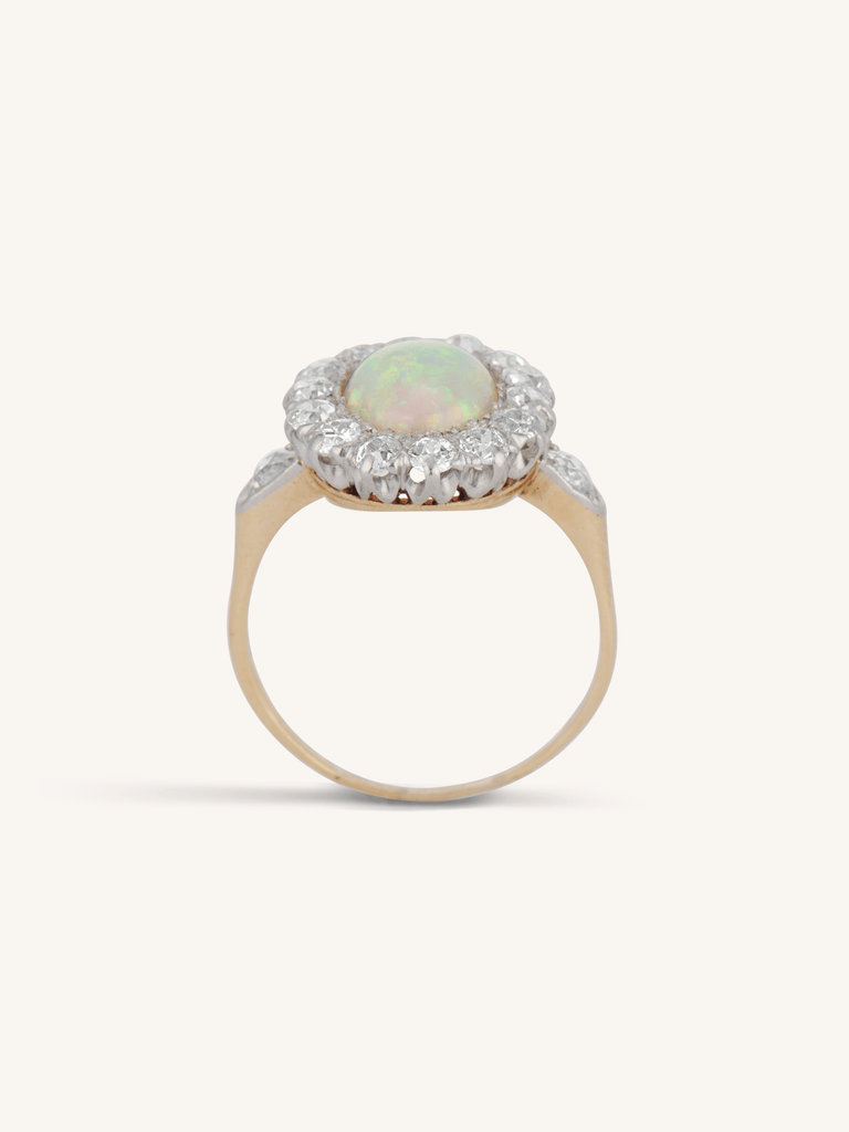 Edwardian Opal and Diamond Antique Cluster Ring