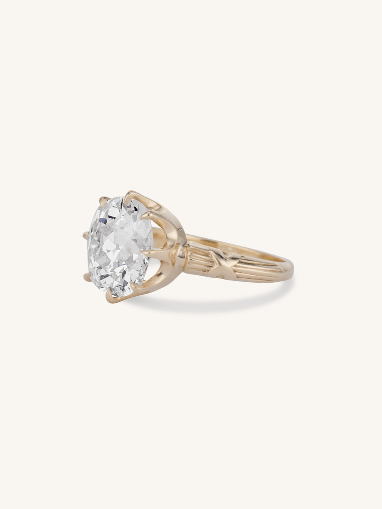 Victorian 4.22 Carat Old Mine Cushion Diamond Antique Engagement Ring