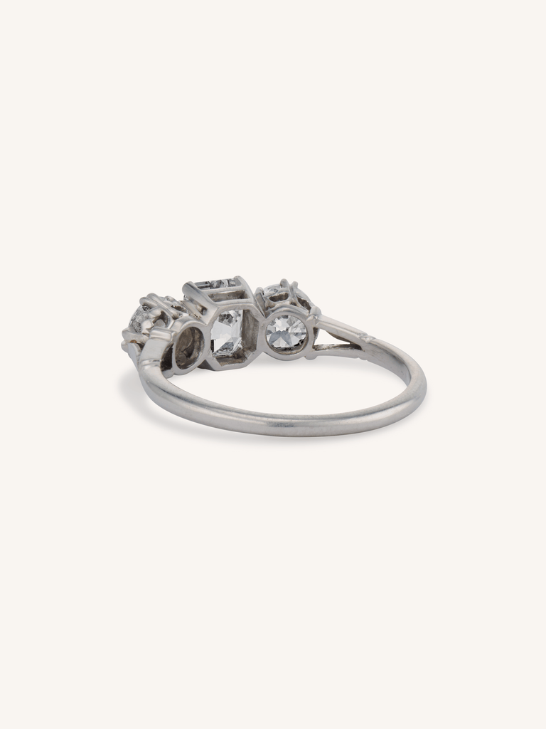 Art Deco Tiffany & Co. Three Stone Platinum Engagement Ring