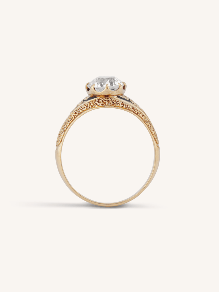 Victorian 1.17 Carat Old European Cut Diamond Engraved "1867" Antique Engagement Ring