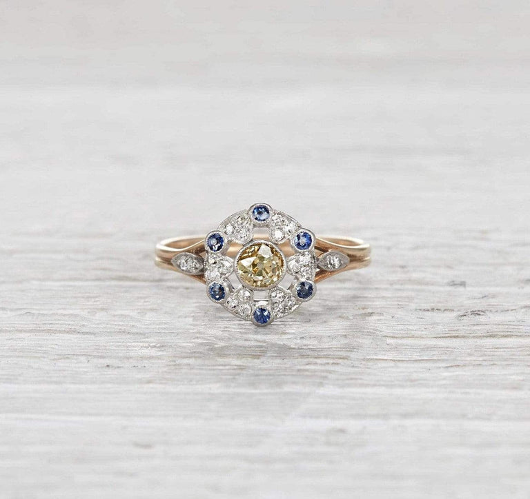 .25 Carat Edwardian Yellow Diamond Ring