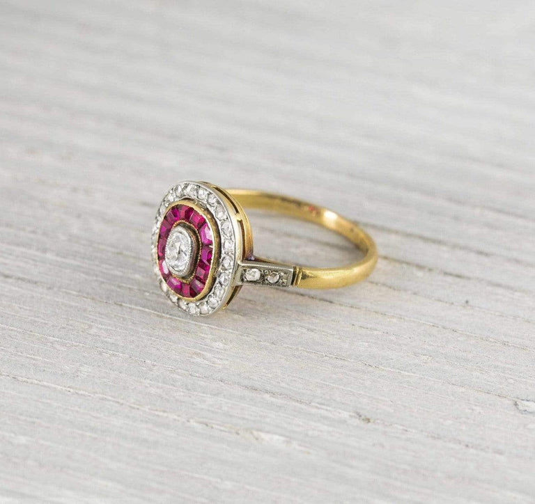 .25 Carat Vintage Ruby & Diamond Edwardian Engagement Ring