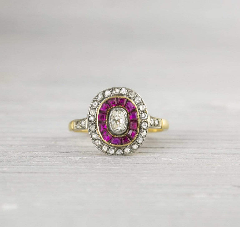 .25 Carat Vintage Ruby & Diamond Edwardian Engagement Ring