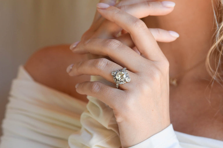 2Ct Edwardian Vintage Engagement Ring Old European Diamond Cluster