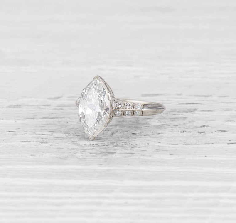 3.02 CARAT EDWARDIAN MARQUISE DIAMOND ENGAGEMENT RING