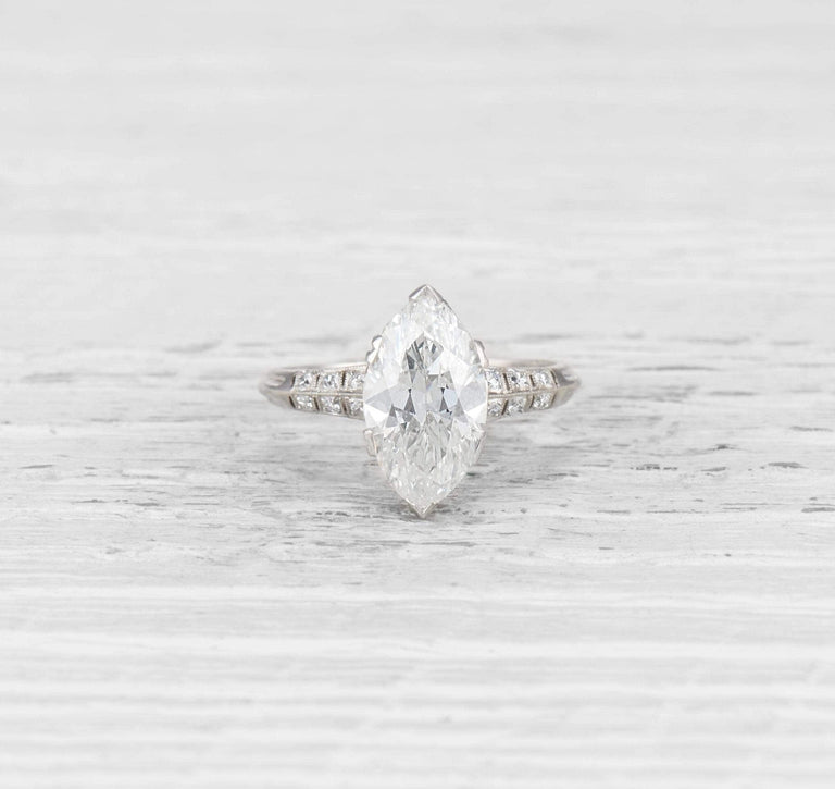 3.02 CARAT EDWARDIAN MARQUISE DIAMOND ENGAGEMENT RING