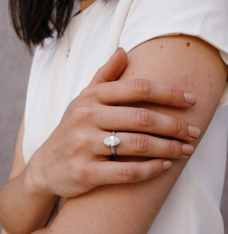 3.02 CARAT EDWARDIAN MARQUISE DIAMOND ENGAGEMENT RING