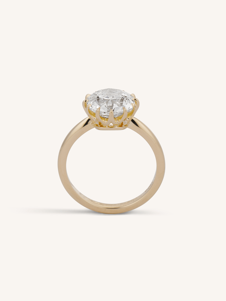 3.60ct Old Mine Cut Diamond Solitaire Engagement Ring in 18k Yellow Gold | Celeste
