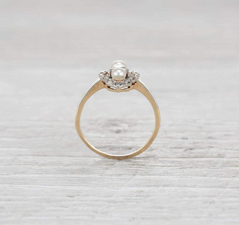 .30 Carat Edwardian Diamond and Pearl Navette Ring