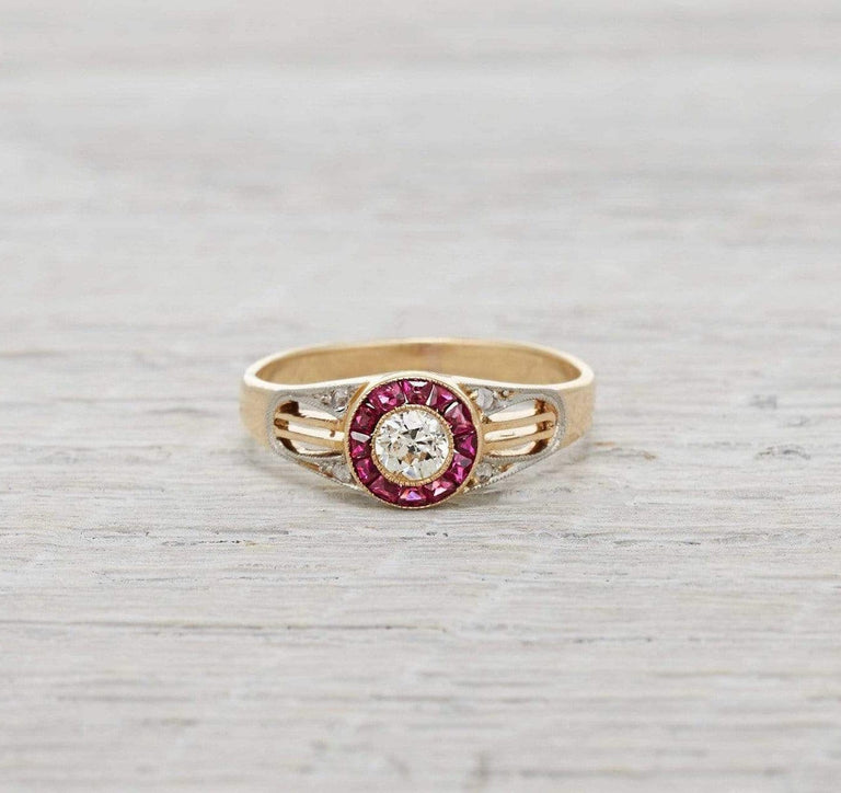 .30 Carat Edwardian Diamond & Ruby Engagement Ring