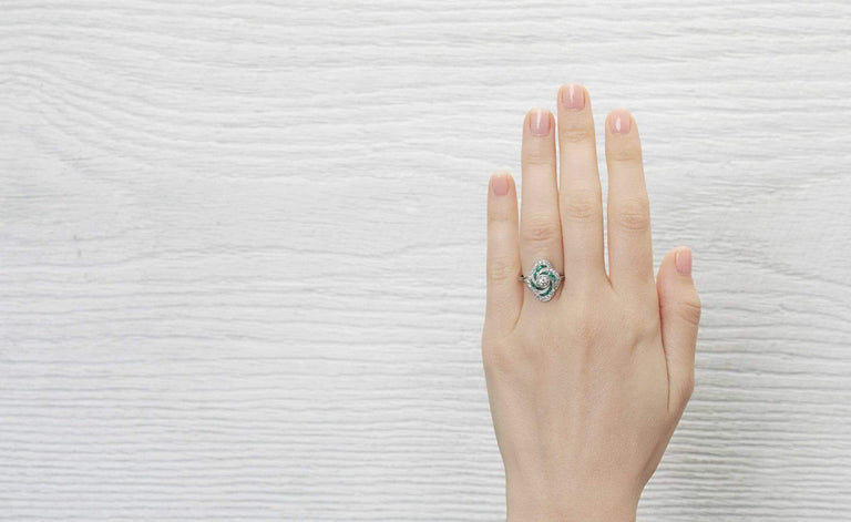 .35 Carat Art Deco Diamond and Emerald Ring