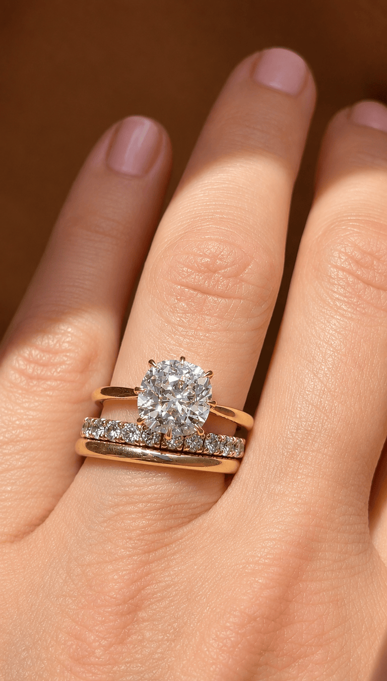 3 Carat Antique Old Mine Cushion Cut Diamond Solitaire 18K Gold Engagement Ring Astrid
