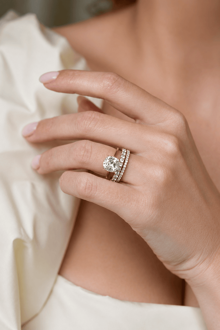 3 Carat Antique Old Mine Cushion Cut Diamond Solitaire 18K Gold Engagement Ring Astrid