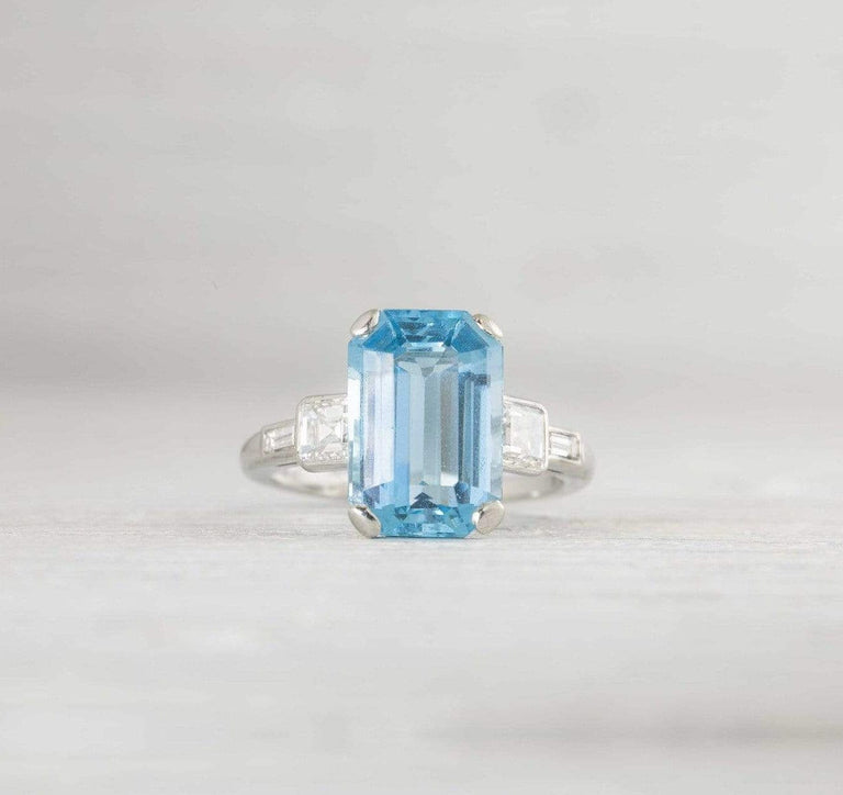 4.75 Carat Vintage Art Deco Aquamarine Engagement Ring