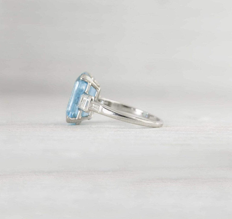 4.75 Carat Vintage Art Deco Aquamarine Engagement Ring