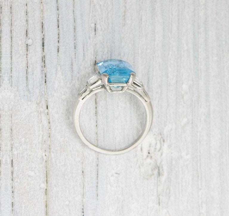 4.75 Carat Vintage Art Deco Aquamarine Engagement Ring