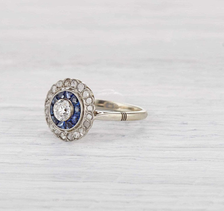 .40 Carat Art Deco Diamond and Sapphire Ring
