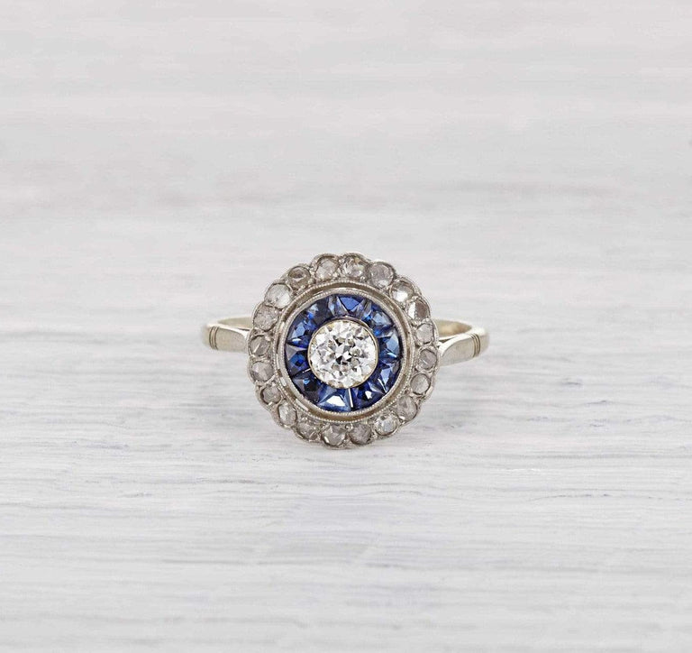 .40 Carat Art Deco Diamond and Sapphire Ring