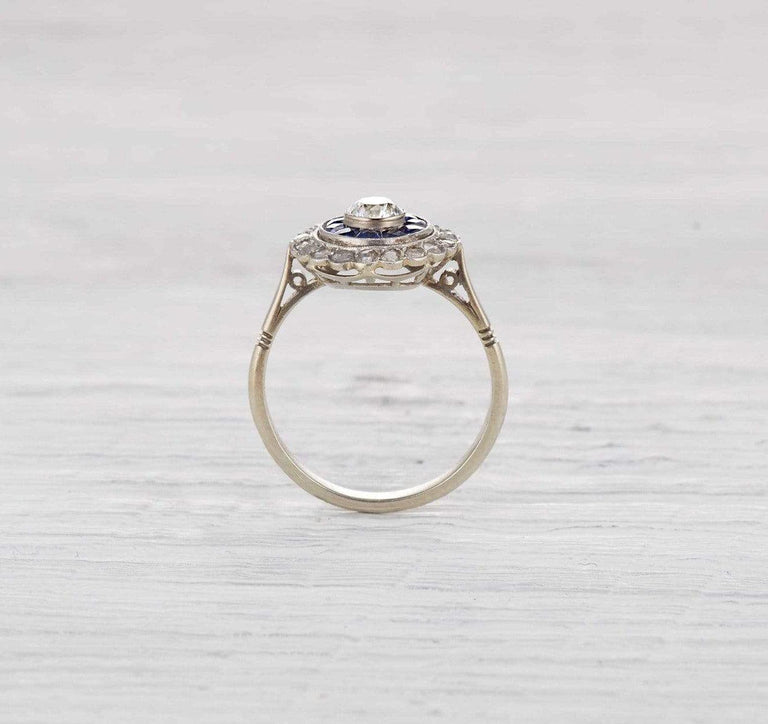 .40 Carat Art Deco Diamond and Sapphire Ring
