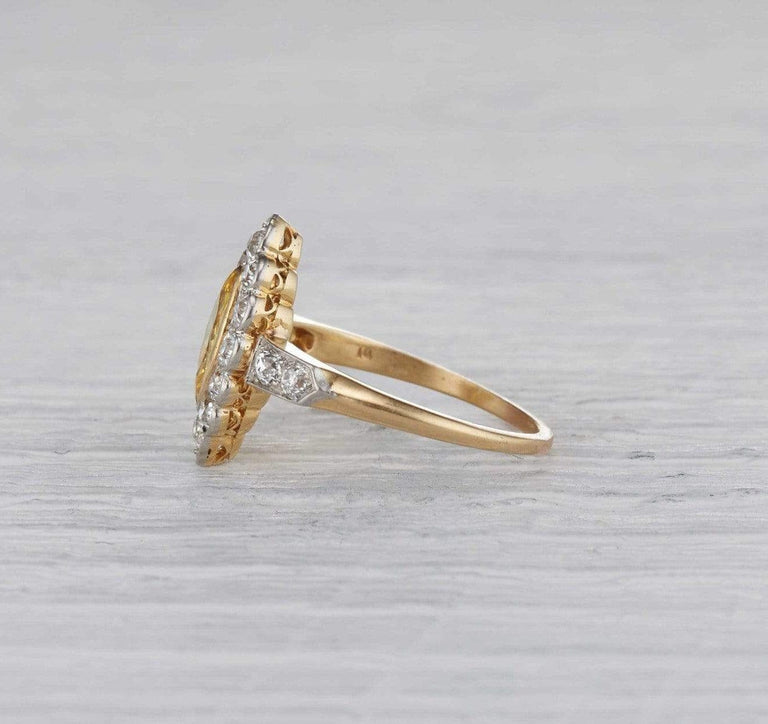 .42 Carat Edwardian Yellow Diamond Ring