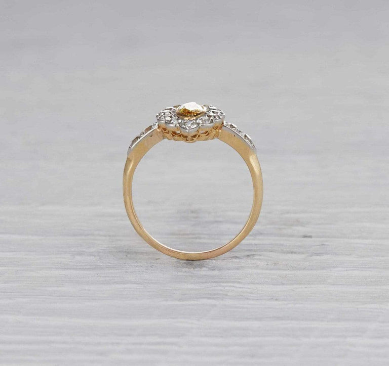 .42 Carat Edwardian Yellow Diamond Ring