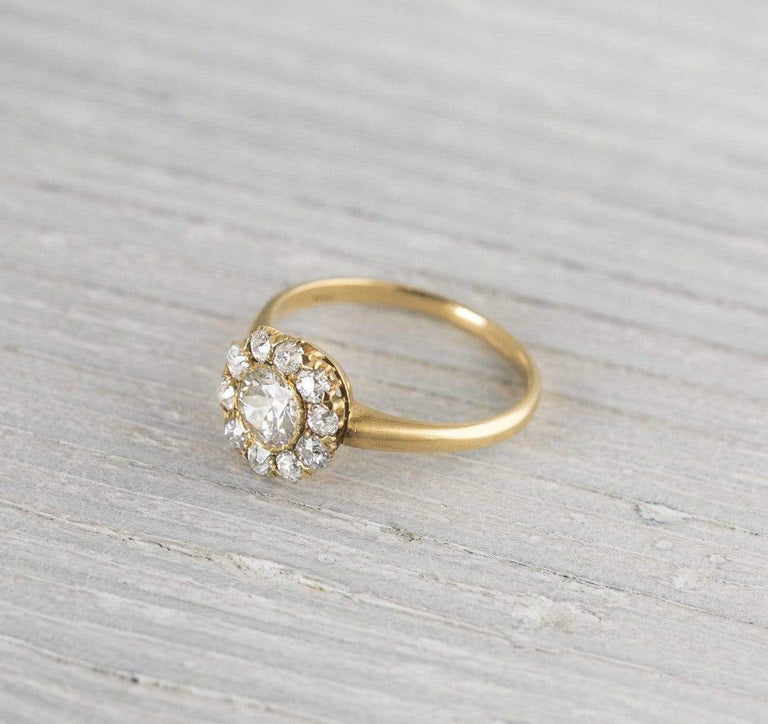 .45 Carat Diamond and Gold Victorian Cluster Engagement Ring