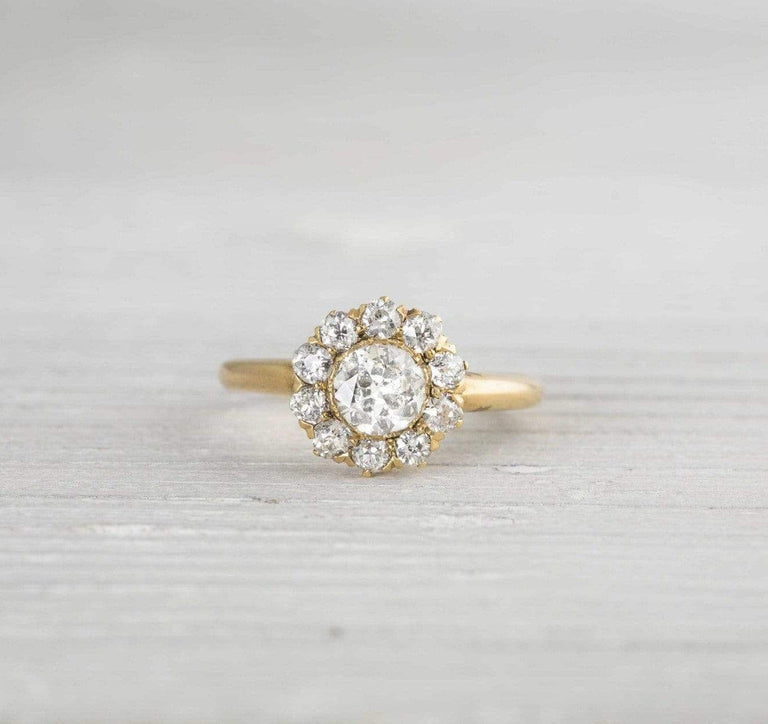 .45 Carat Diamond and Gold Victorian Cluster Engagement Ring