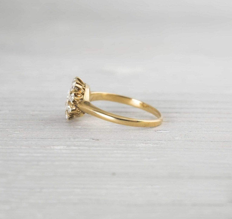 .45 Carat Diamond and Gold Victorian Cluster Engagement Ring