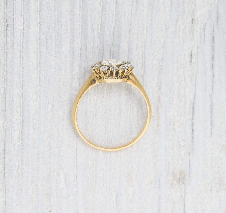 .45 Carat Diamond and Gold Victorian Cluster Engagement Ring