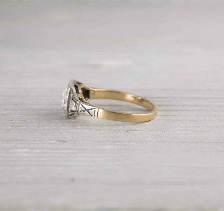 .45 Carat Silver on Gold Pear Shape Rose Cut Vintage Engagement Ring