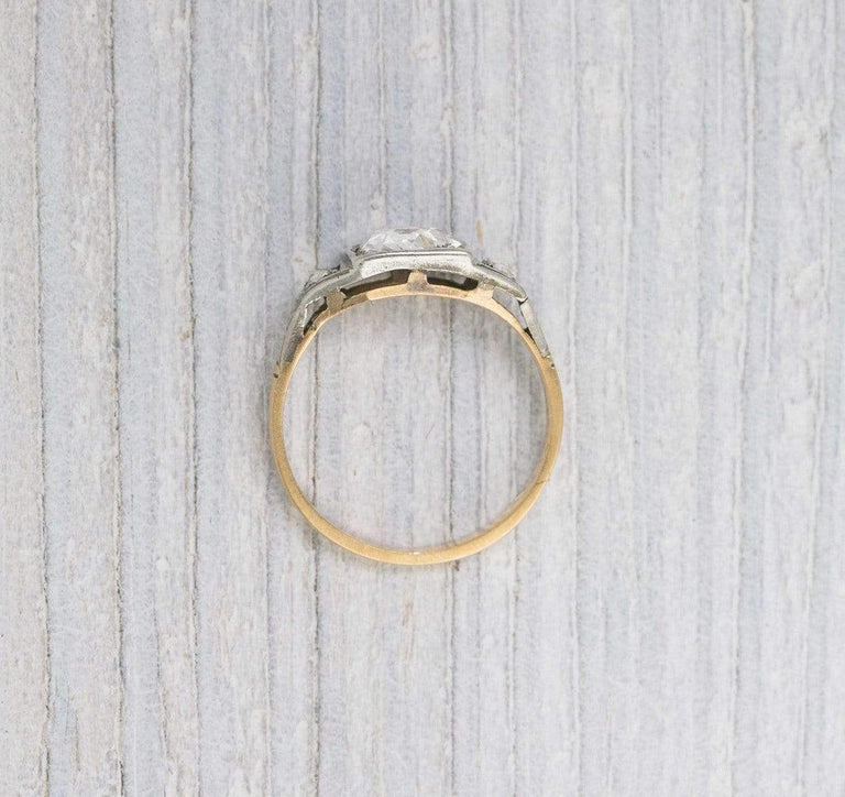 .45 Carat Silver on Gold Pear Shape Rose Cut Vintage Engagement Ring