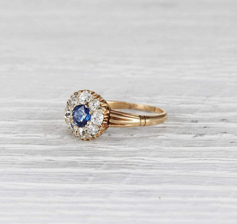 .45 Carat Victorian Sapphire Cluster Ring